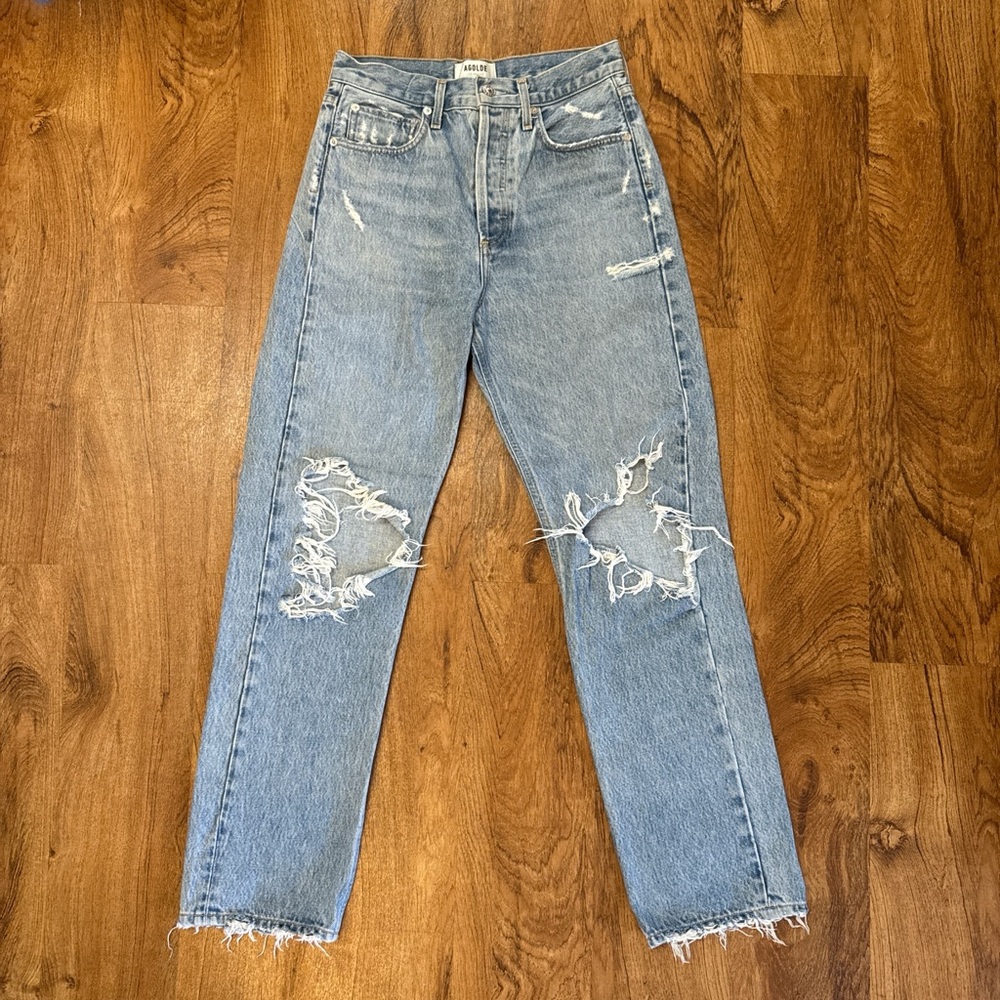 Distressed Agolde 90’s Mid Rise Distressed Jeans. 24